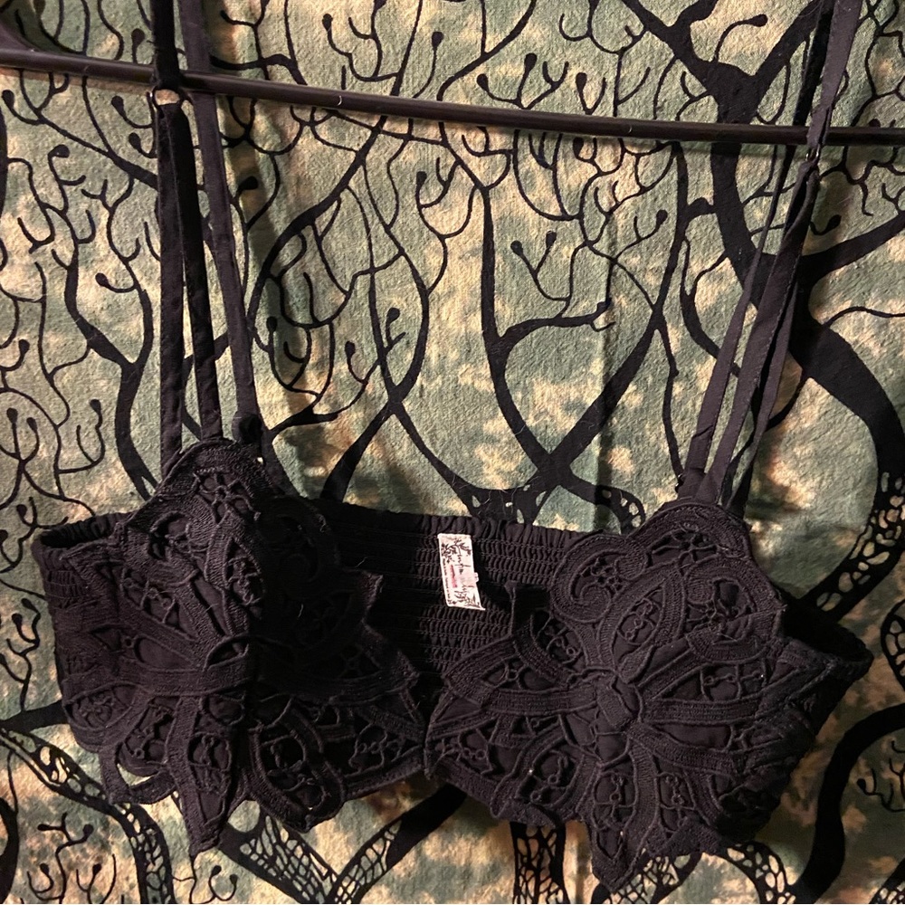 Free People, Embroidered Bralette, black, small